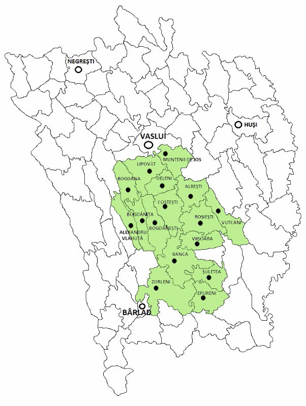 Harta teritoriului GAL Podu Inalt Vaslui